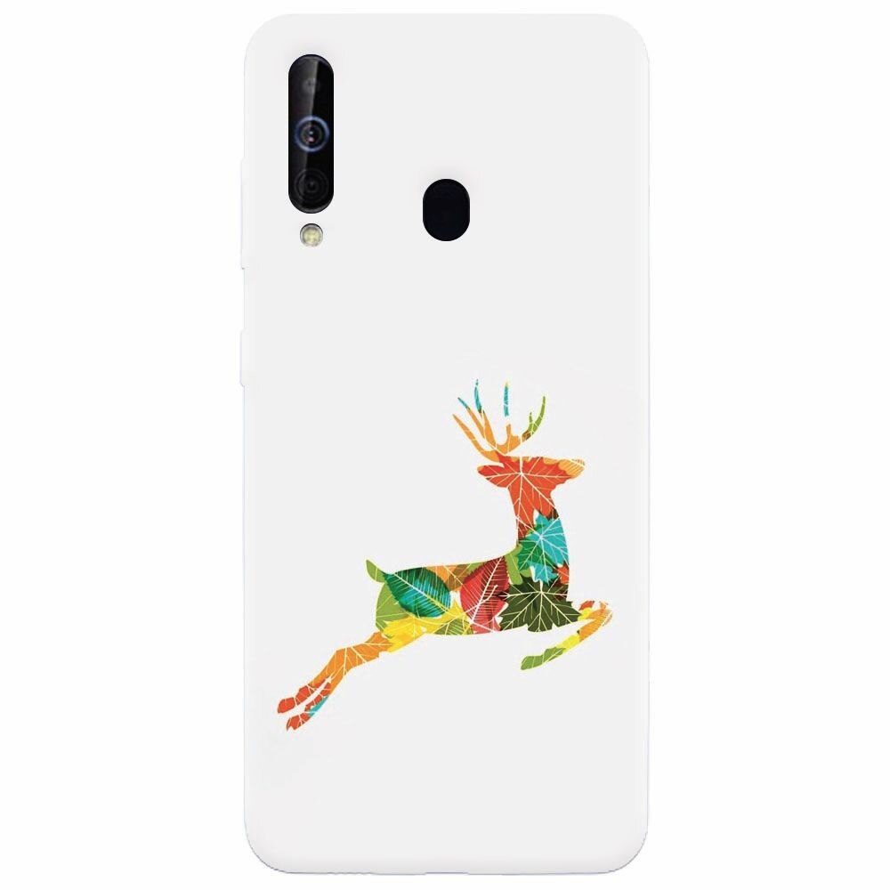 Husa silicon pentru Samsung Galaxy A60, Colorful Reindeer Jump Illustration