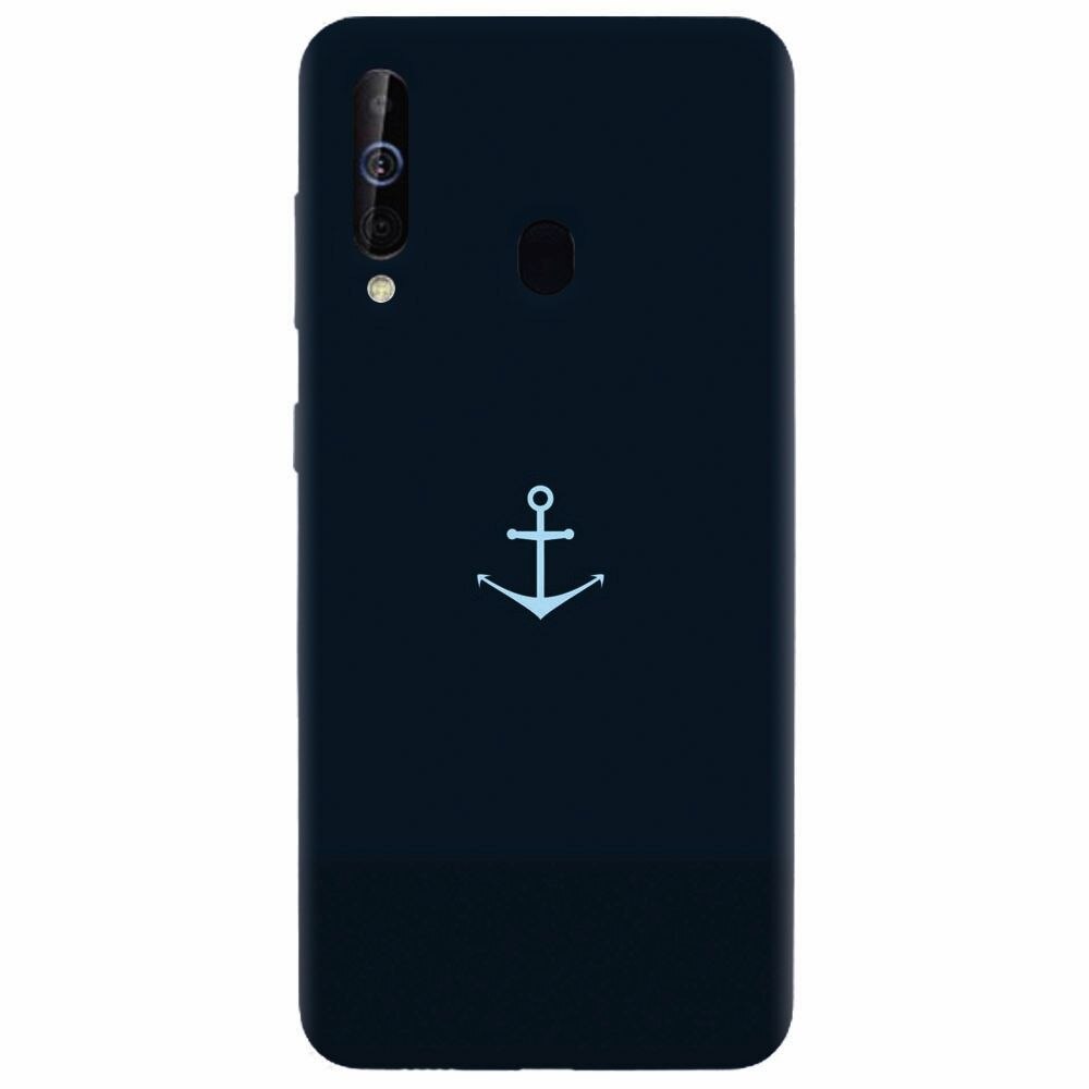 Husa silicon pentru Samsung Galaxy A60, Blue Navy Anchor Illustration Flat