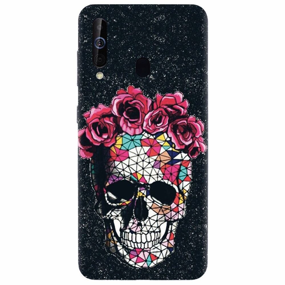 Husa silicon pentru Samsung Galaxy A60, Colorful Skull Roses Space