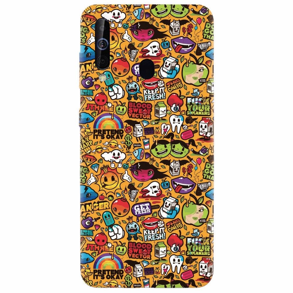 Husa silicon pentru Samsung Galaxy M30, Colorful Sticker Illustrations