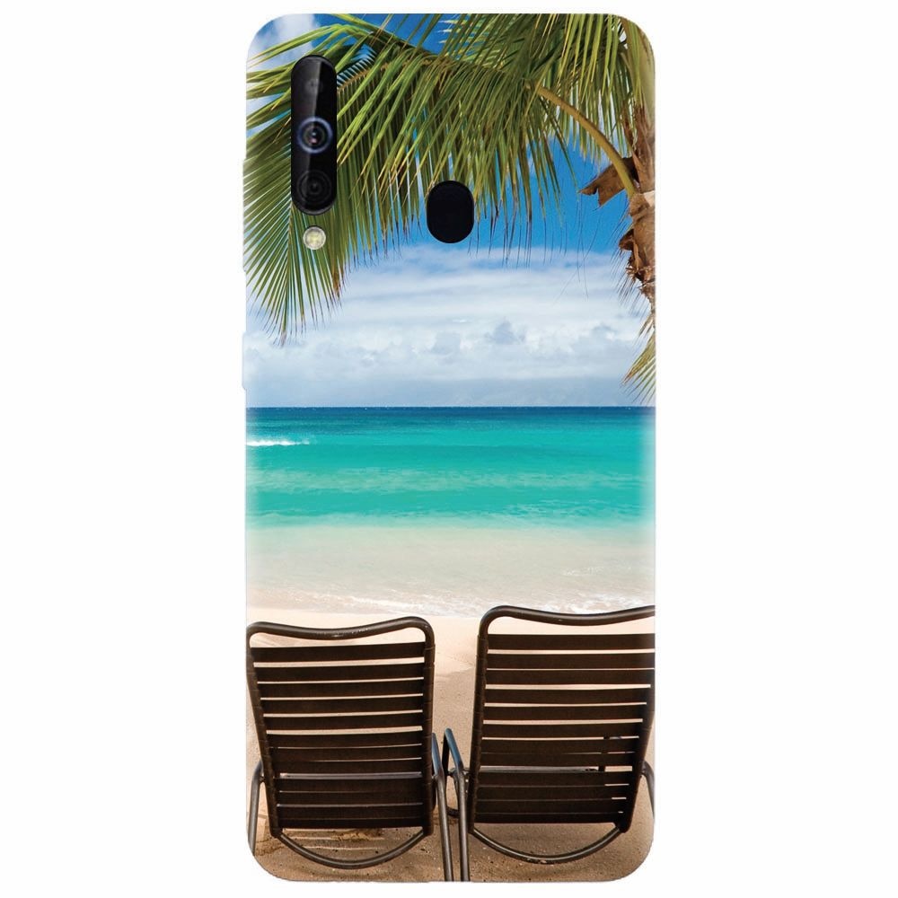 Husa silicon pentru Samsung Galaxy M30, Beach Chairs Palm Tree Seaside