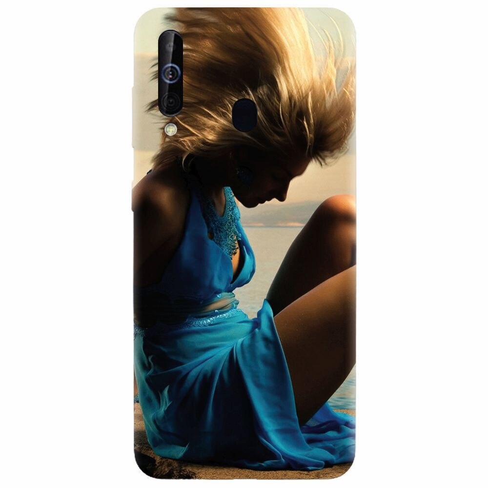 Husa silicon pentru Samsung Galaxy A60, Girl In Blue Dress