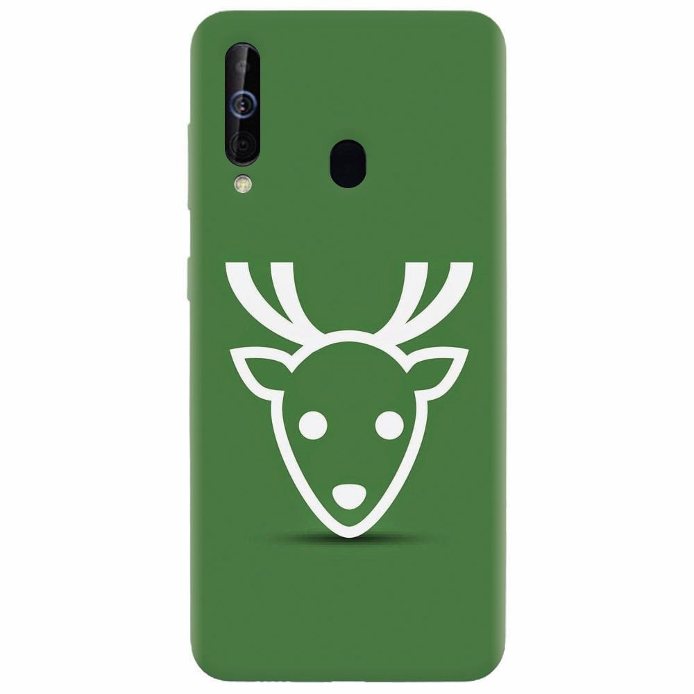 Husa silicon pentru Samsung Galaxy M30, Minimal Reindeer Illustration Green