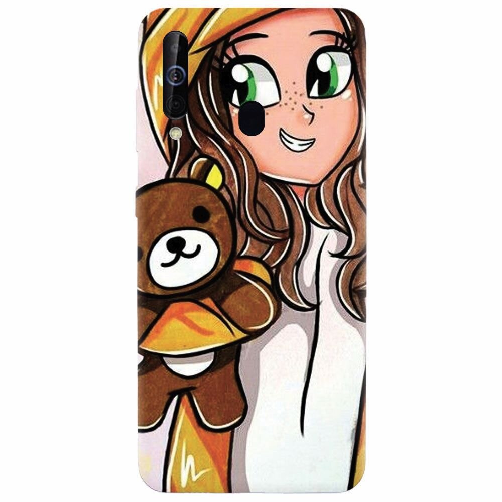 Husa silicon pentru Samsung Galaxy M30, Girl With Little Bear