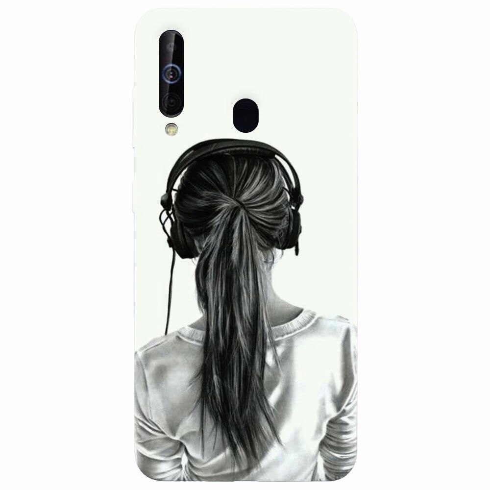 Husa silicon pentru Samsung Galaxy M30, Girl With Headphone