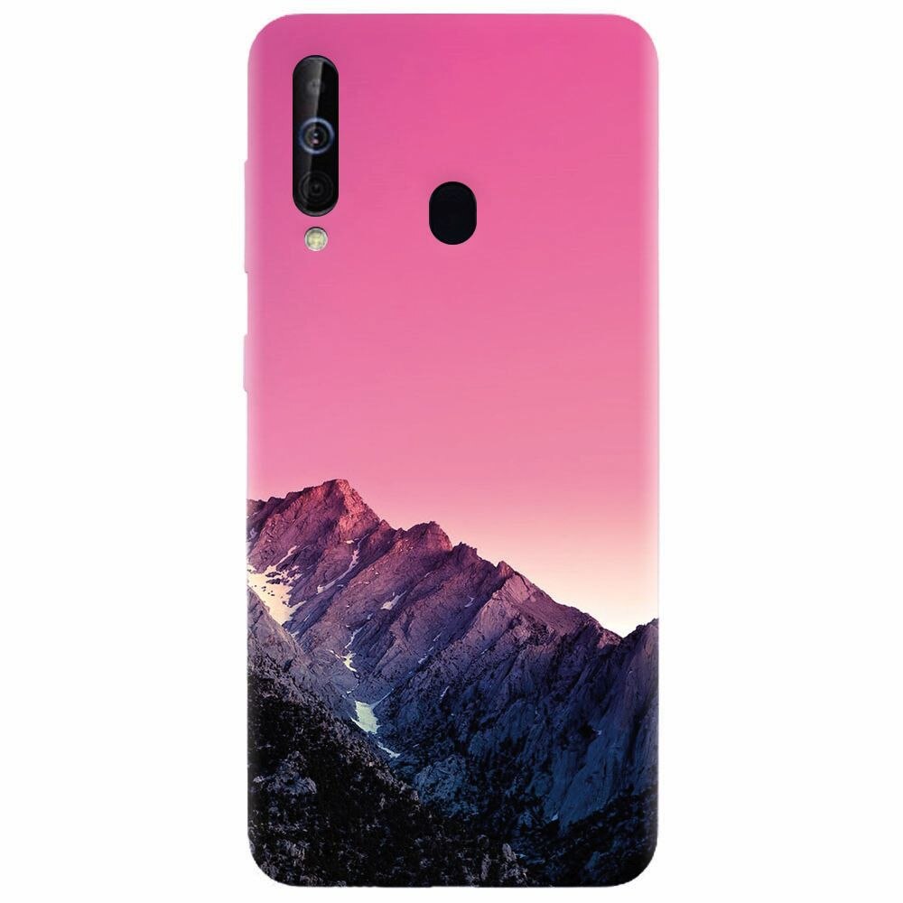 Husa silicon pentru Samsung Galaxy A60, Mountain Peak Pink Gradient Effect