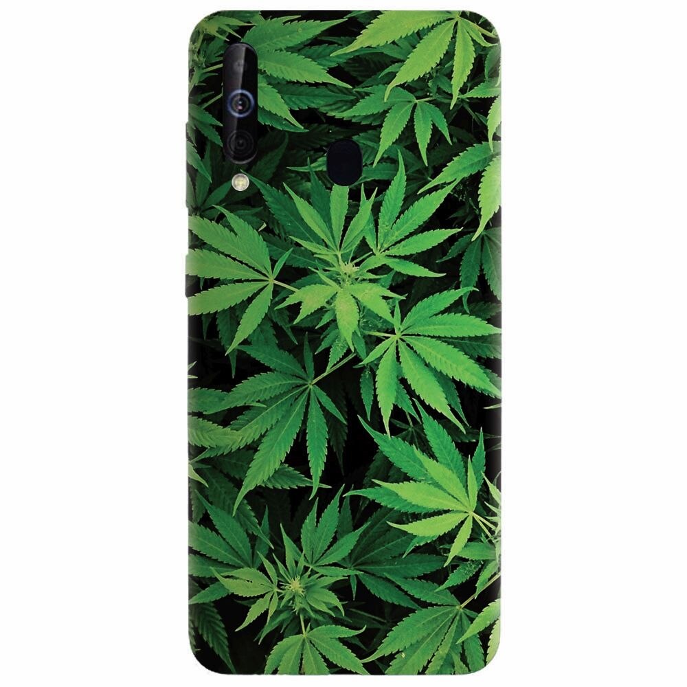 Husa silicon pentru Samsung Galaxy M30, Green Leaf Pattern