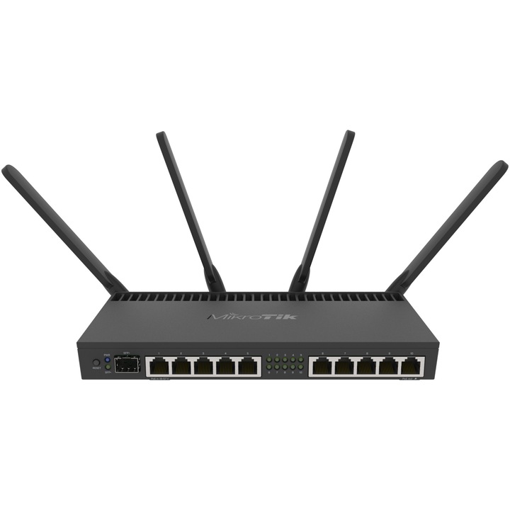 Mikrotik RB4011iGS+5HacQ2HnD-IN Vezeték nélküli router, 10xRJ45, Gigabit, 1733+300 Mbps, Dual-band, Fekete