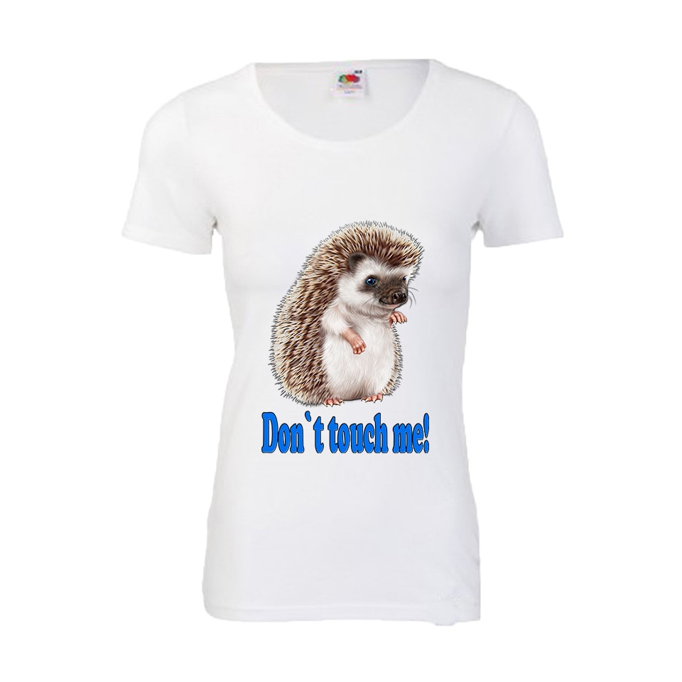 Tricou dama personalizat Fruit of the loom dont touch me ,alb, 2XL