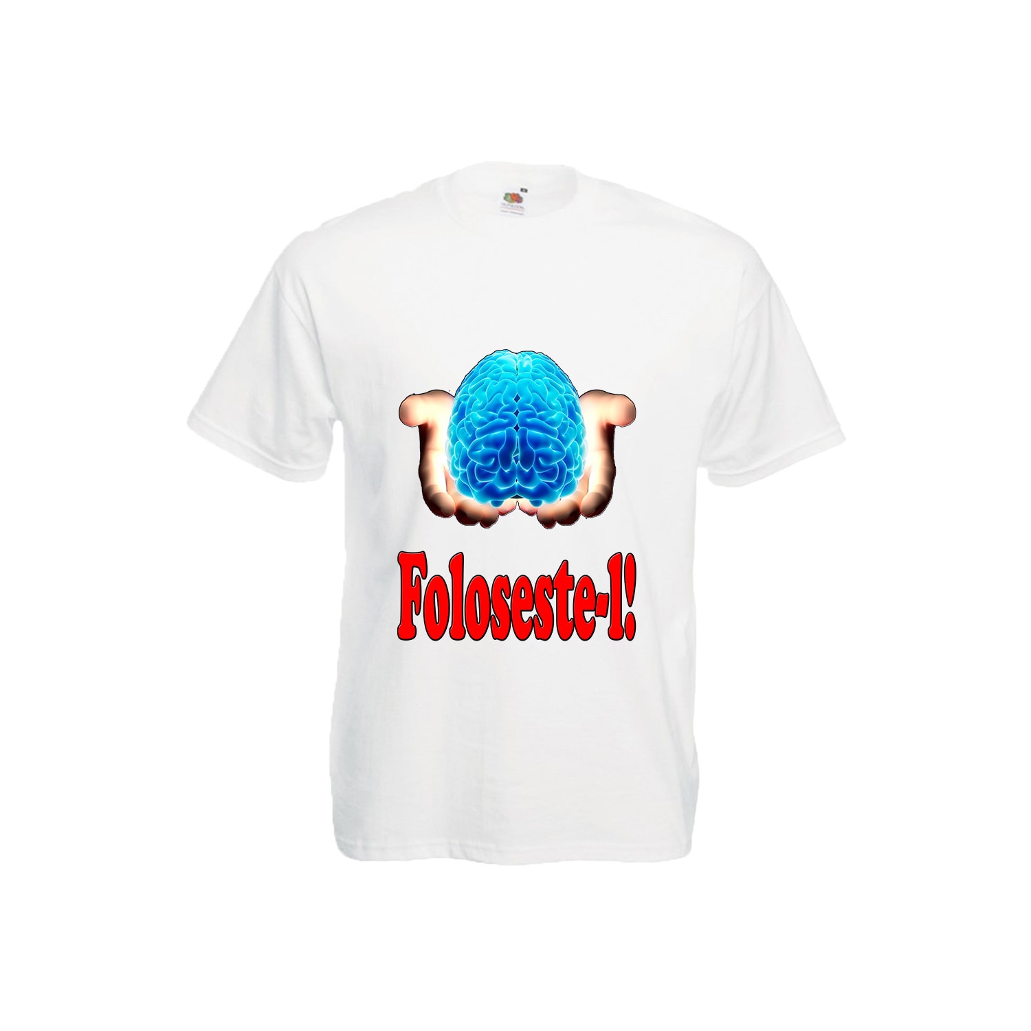 Tricou barbatesc personalizat Fruit of the loom imprimeu Foloseste creierul ,alb, 2XL