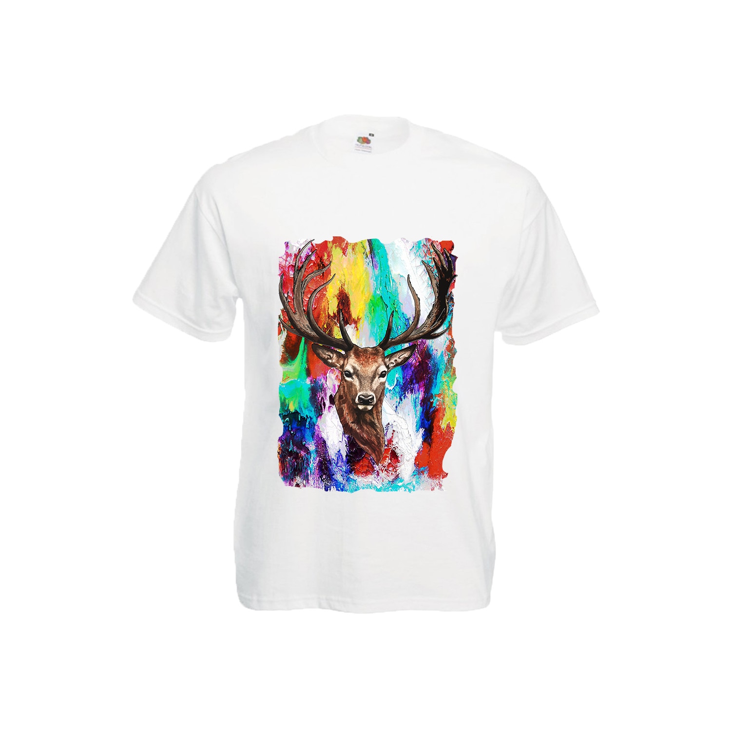Tricou barbatesc personalizat Fruit of the loom imprimeu Cerb alb, L