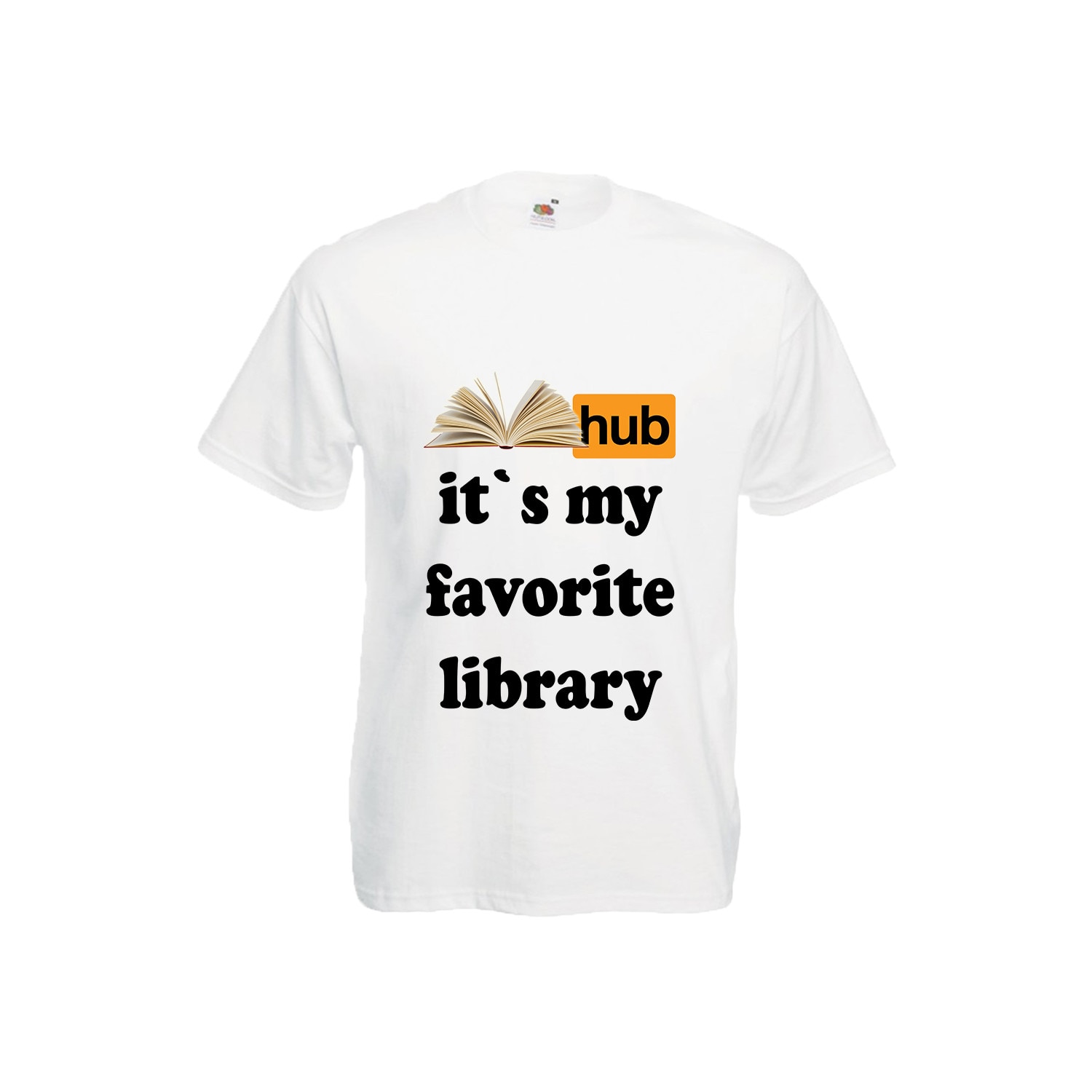 Tricou barbatesc personalizat Fruit of the loom my favorite library alb, S