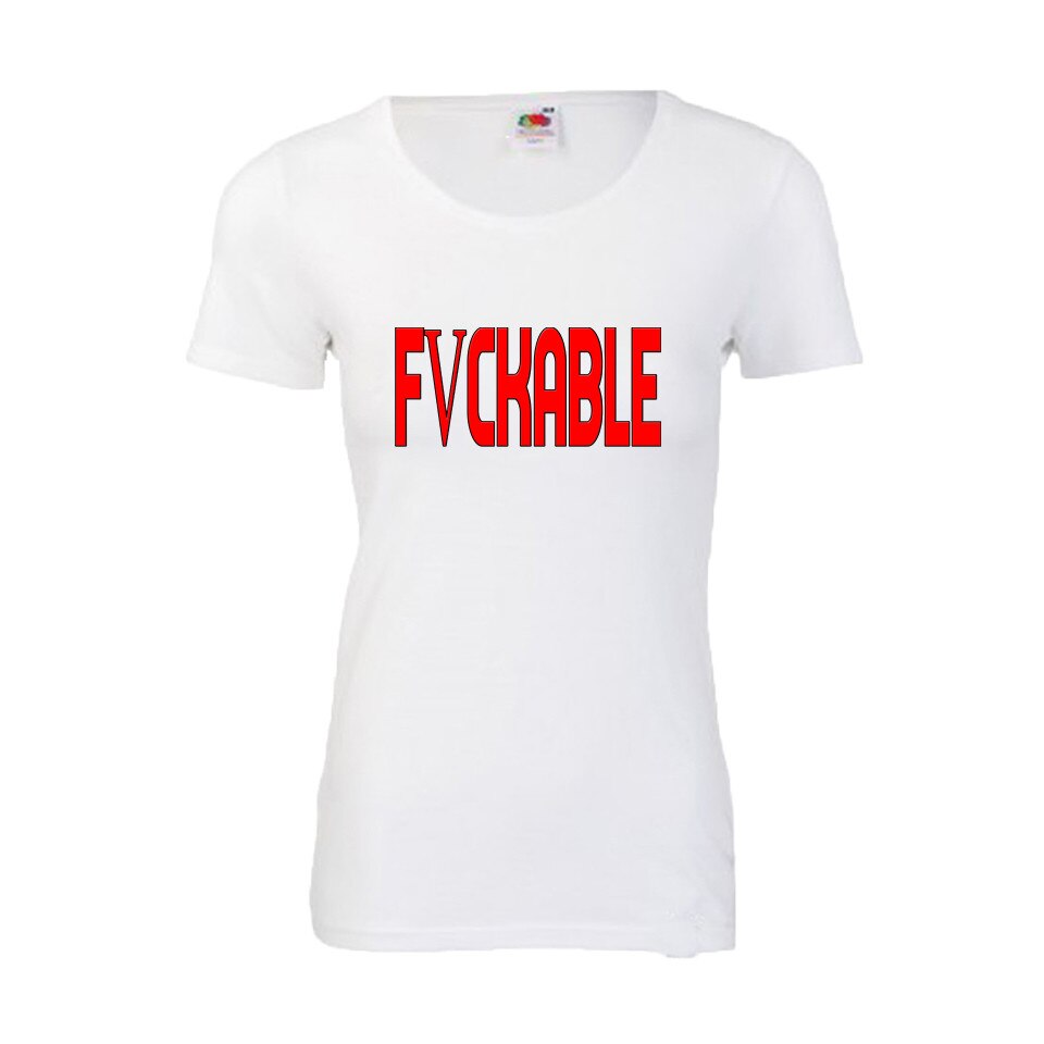 Tricou dama personalizat Fruit of the loom Fvckable ,alb, L