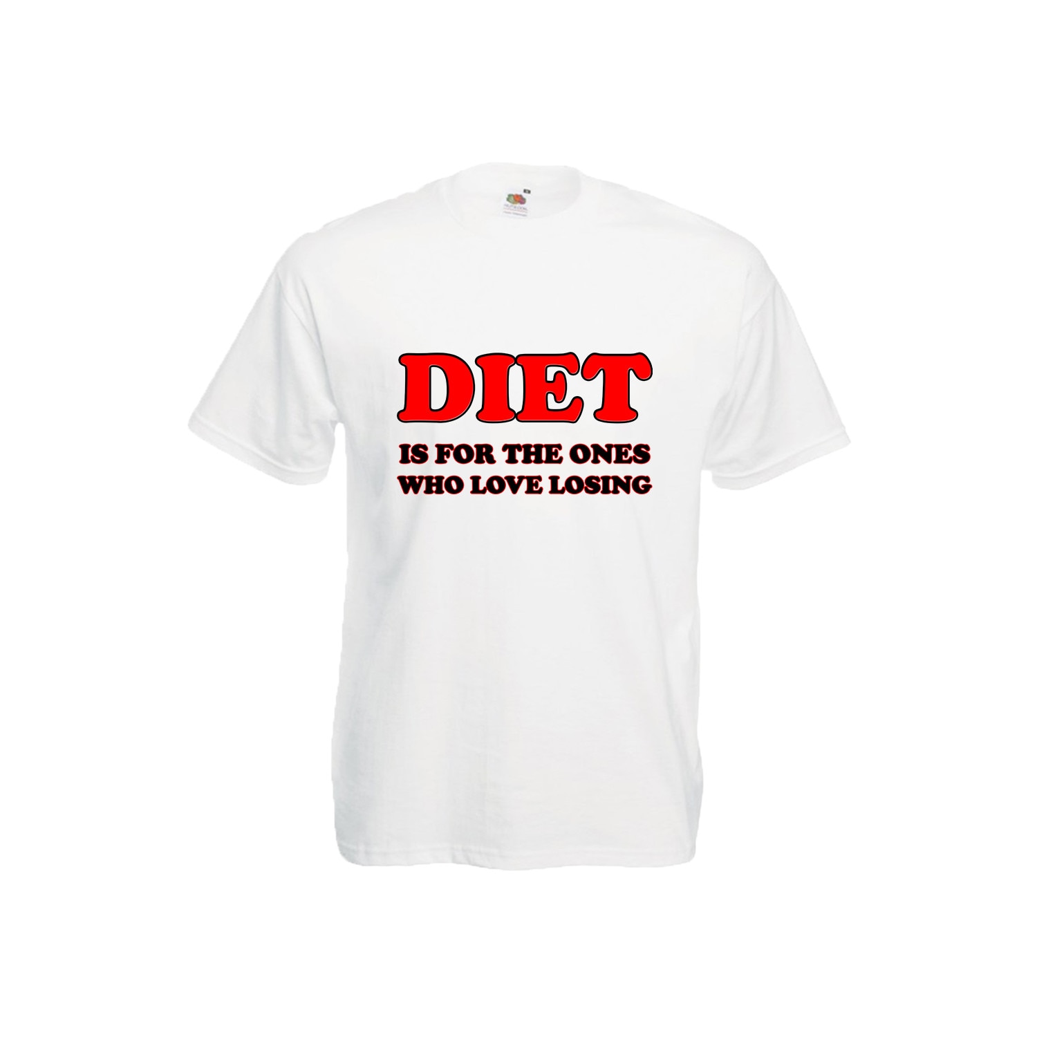 Tricou barbatesc Fruit of the loom Diet is for the ones who love losing ,alb, M