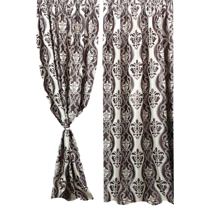 Mastel B9M 2 darabos sötétítőfüggöny készlet, 175x260cmx2, barna-bézs színű, barokk modell
