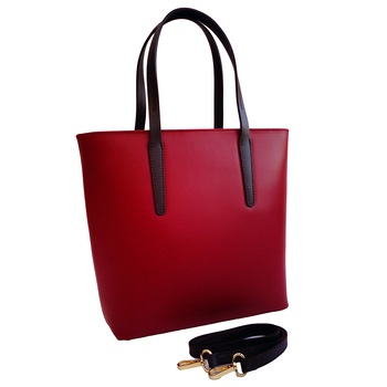 Geanta mare din piele naturala rosie, de mana, de dama, La Rue Geanta mare din piele naturala rosie, de mana, de dama, La Rue