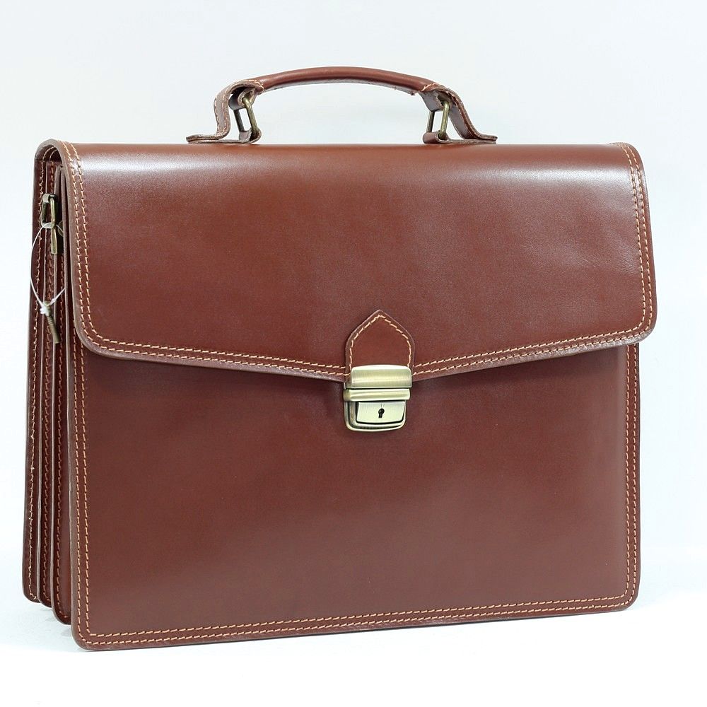 Geanta din piele naturala 302A, PORTLAPTOP, CONIAC