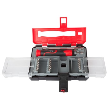 Set Surubelnita cu Clichet 20 Piese, cu prelungitor magnetic 5 biti torx, 4 biti hexagonali, 3 biti PH, 4 biti profil drept, 2 biti profil stea , Maner ergonomic cu clichet si cutie de depozitare Set Surubelnita cu Clichet 20 Piese, cu prelungitor magnetic 5 biti torx, 4 biti hexagonali, 3 biti PH, 4 biti profil drept, 2 biti profil stea , Maner ergonomic cu clichet si cutie de depozitare