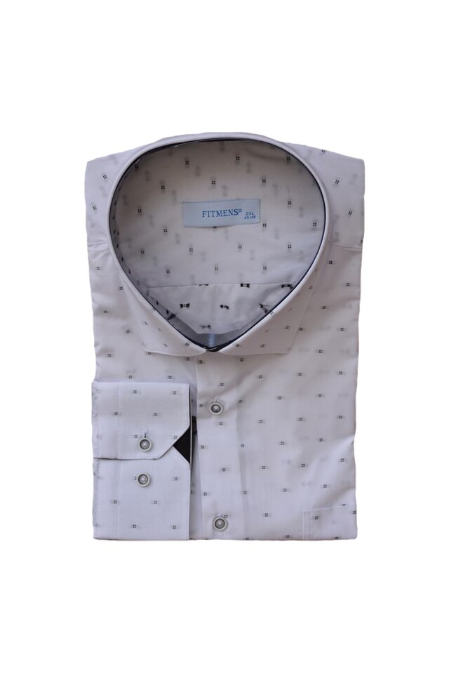 Camasa moderna cu imprimeu, maneca lunga,D&J Exclussive, Alb