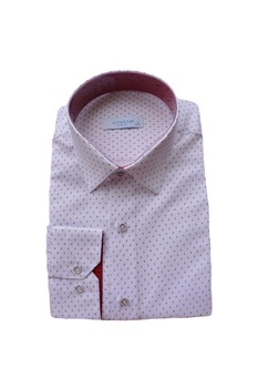 Camasa deosebita cu imprimeu de buline mici, model slim,D&J Exclussive, Alb Camasa deosebita cu imprimeu de buline mici, model slim,D&J Exclussive, Alb