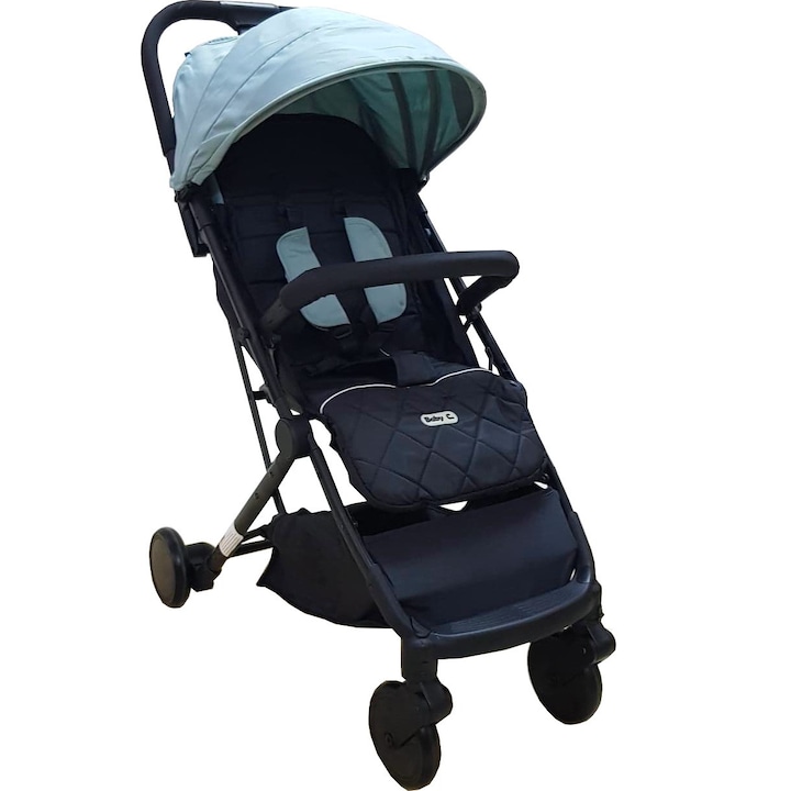 Carucior sport ultracompact pentru copii Baby Care™ PRO S108, Transformabil in troller, Spatar reglabil in 3 trepte, Roti cu rulment, Frana picior,Pliabil , Turquoise