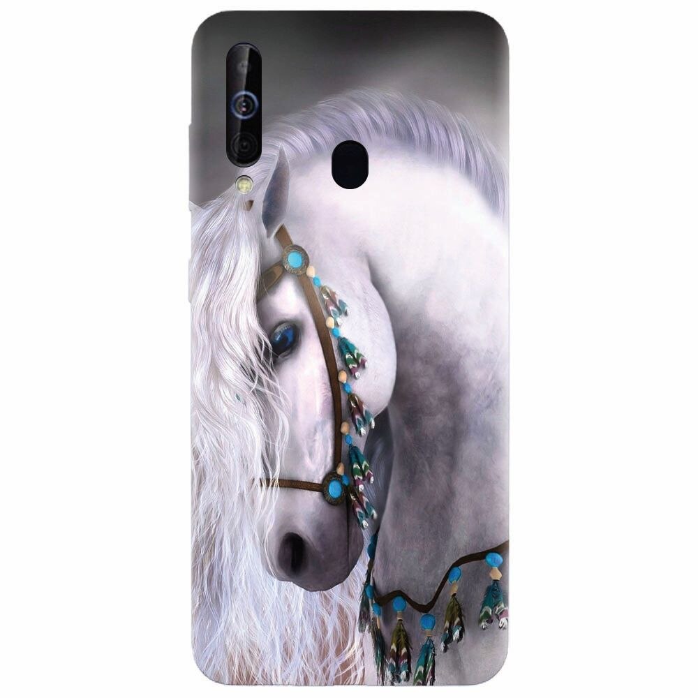 Husa silicon pentru Samsung Galaxy A60, White Horse