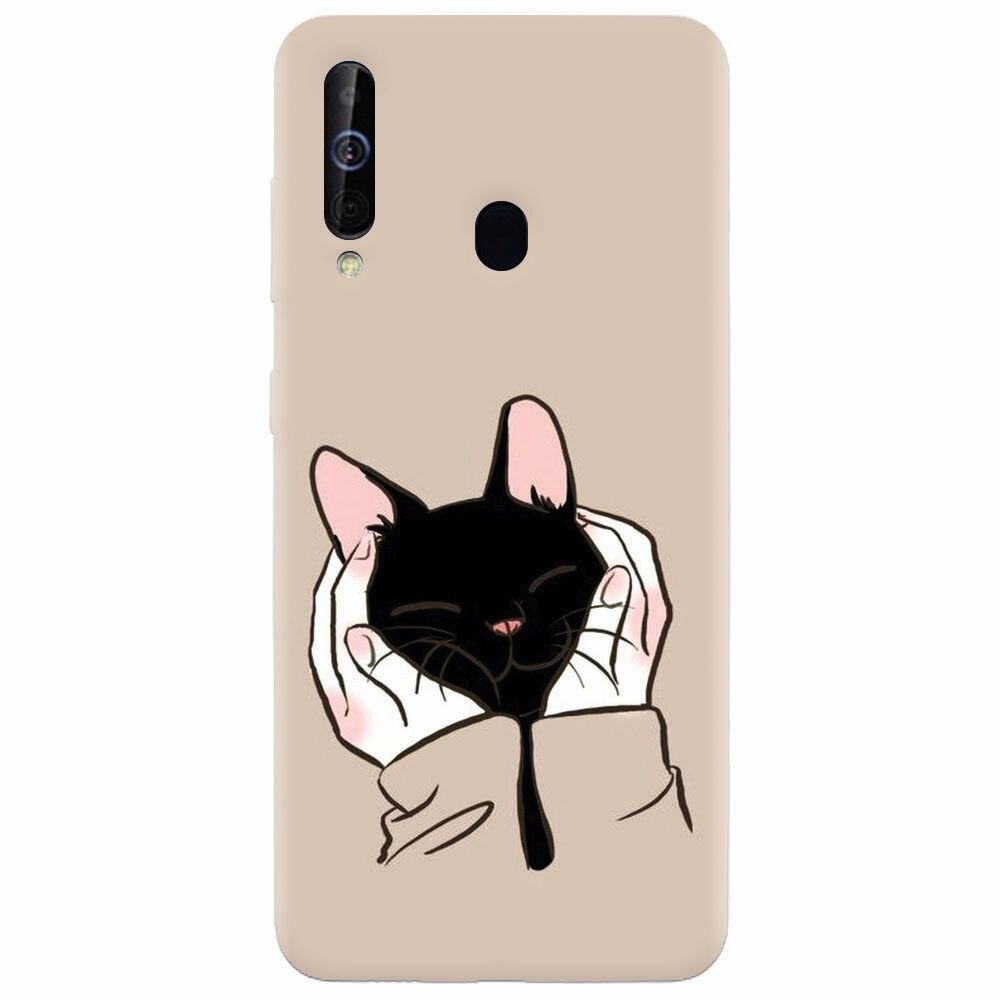 Husa silicon pentru Samsung Galaxy A60, Th Black Cat In Hands