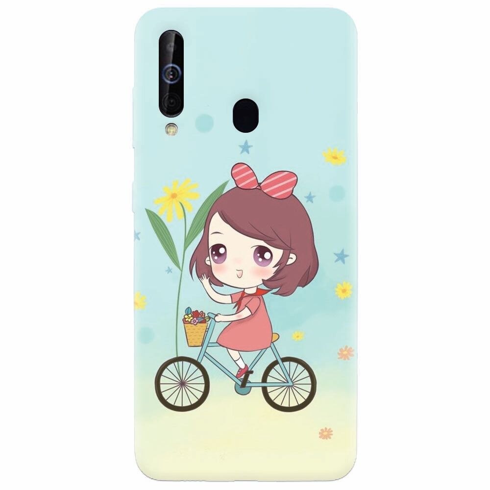 Husa silicon pentru Samsung Galaxy M30, Girl And Bike