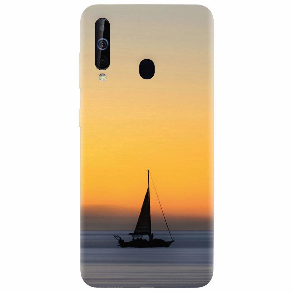 Husa silicon pentru Samsung Galaxy M30, Wind Sail Boat Ocean Sunset
