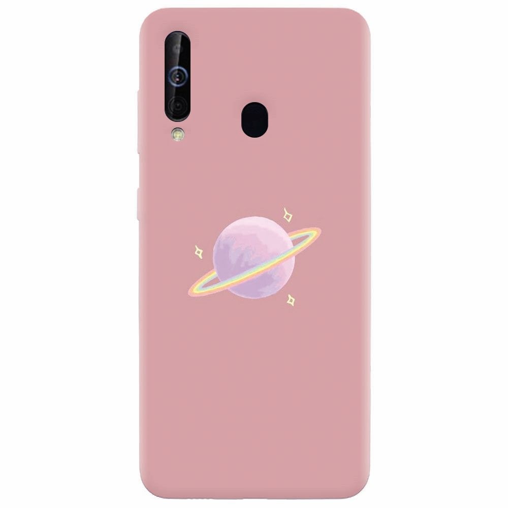 Husa silicon pentru Samsung Galaxy A60, Saturn On Pink