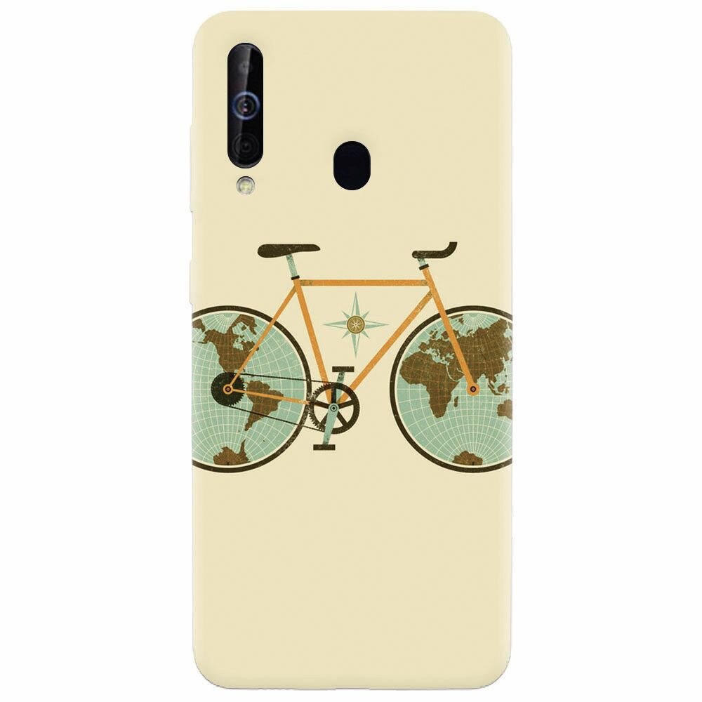 Husa silicon pentru Samsung Galaxy A60, Retro Bicycle Illustration