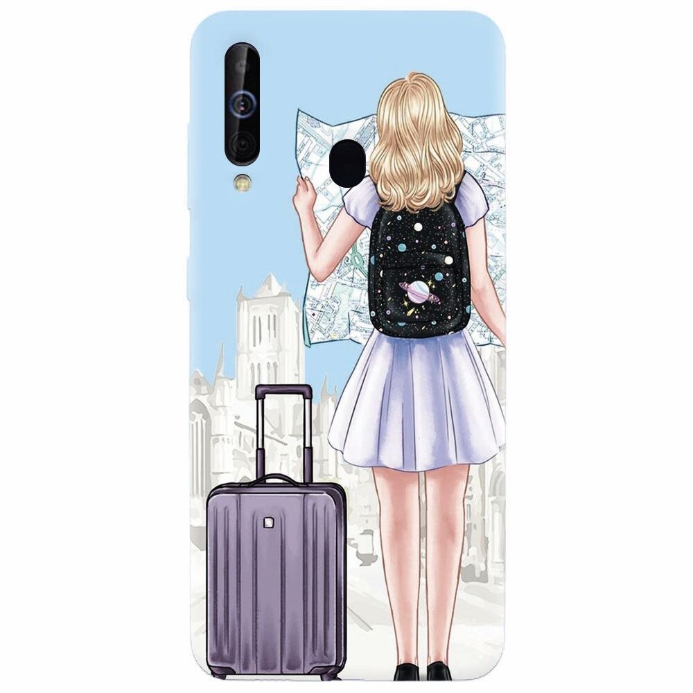 Husa silicon pentru Samsung Galaxy M30, Travel Girl Searching On Map