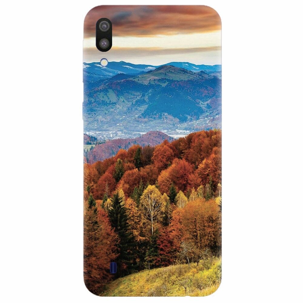 Husa silicon pentru Samsung Galaxy M10, Autumn Mountain Fall Rusty Forest Colours