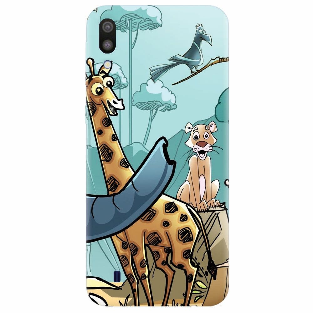 Husa silicon pentru Samsung Galaxy M10, Children Drawings Elephants Giraffes Lions
