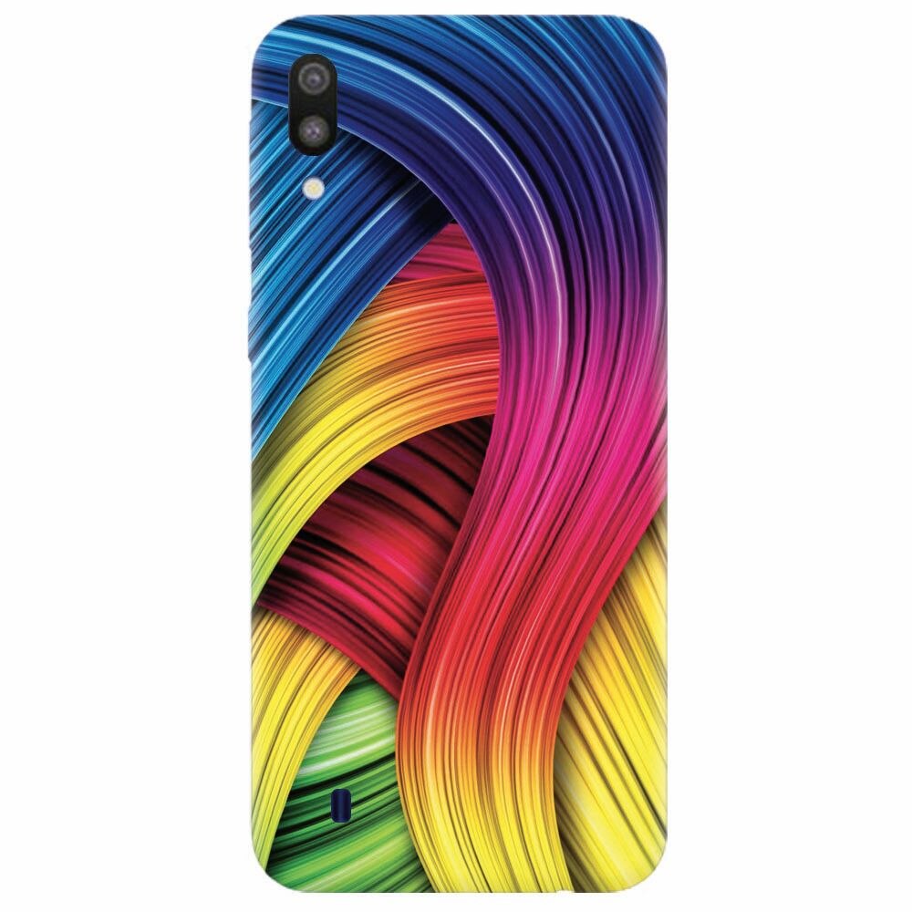 Husa silicon pentru Samsung Galaxy M10, Curly Colorful Rainbow Lines Illustration