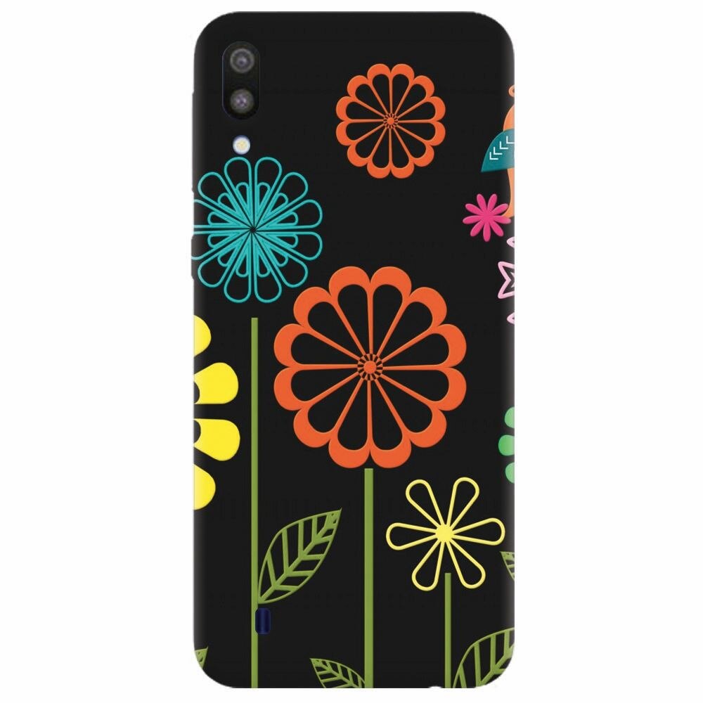 Husa silicon pentru Samsung Galaxy M10, Colorful Spring Birds Flowers Vectors