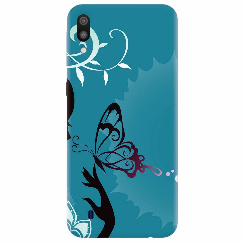 Husa silicon pentru Samsung Galaxy M10, Blue Butterfly