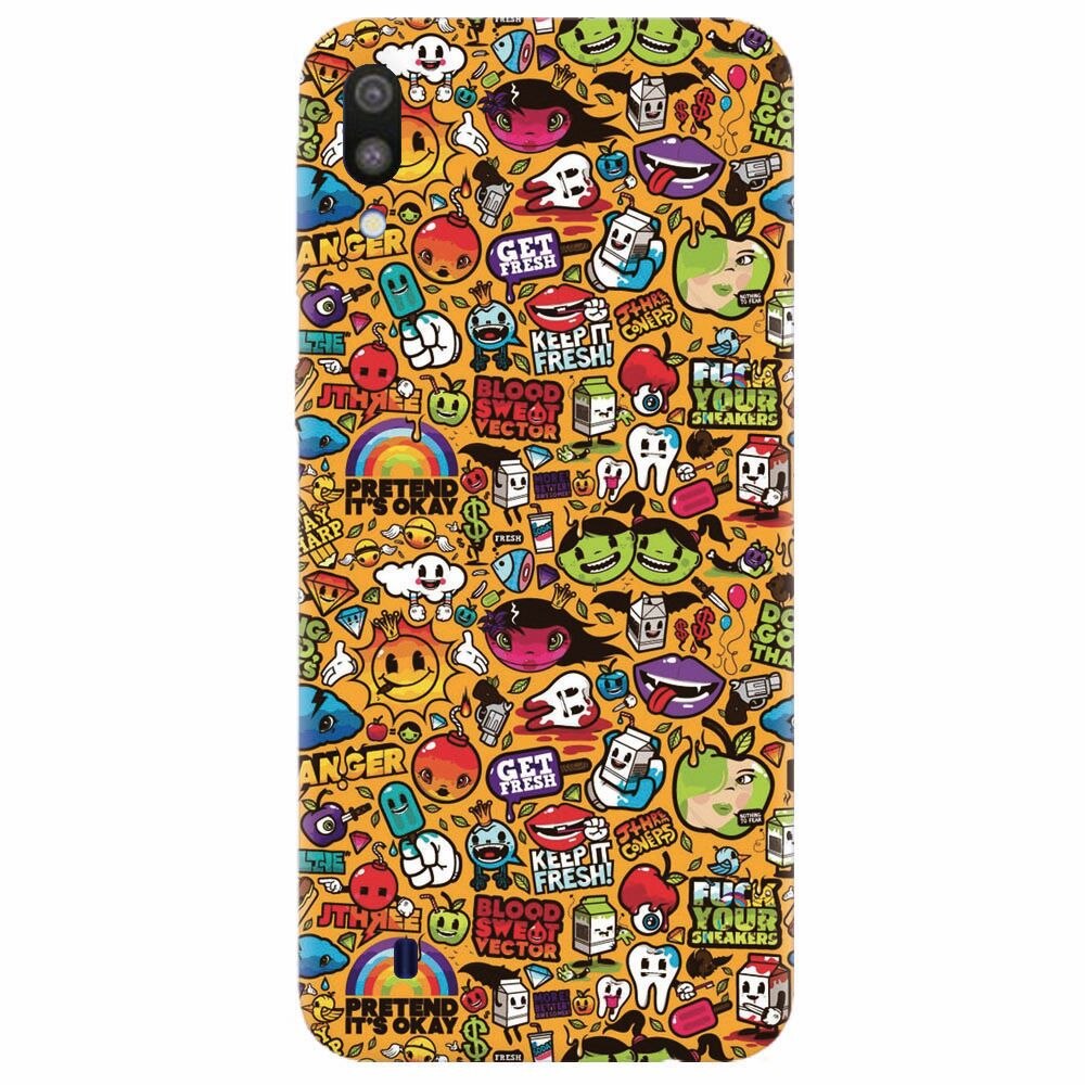 Husa silicon pentru Samsung Galaxy M10, Colorful Sticker Illustrations