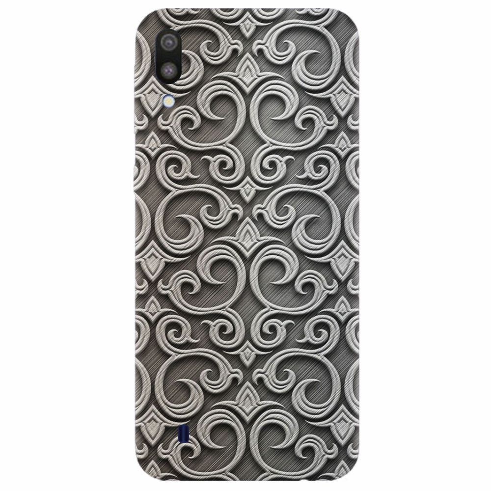Husa silicon pentru Samsung Galaxy M10, Baroque Silver Pattern