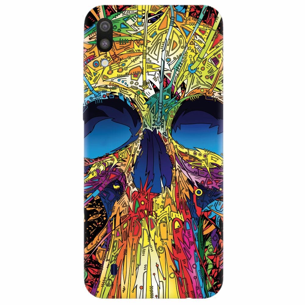 Husa silicon pentru Samsung Galaxy M10, Abstract Multicolored Skull