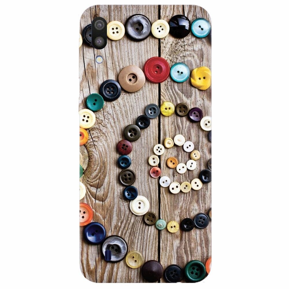 Husa silicon pentru Samsung Galaxy M10, Colorful Buttons Spiral Wood Deck