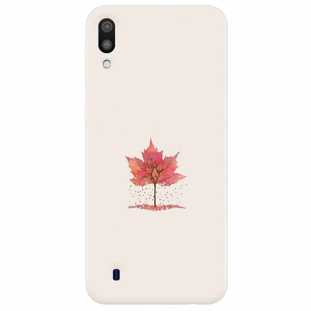 Husa silicon pentru Samsung Galaxy M10, Autumn Tree Leaf Shape Illustration