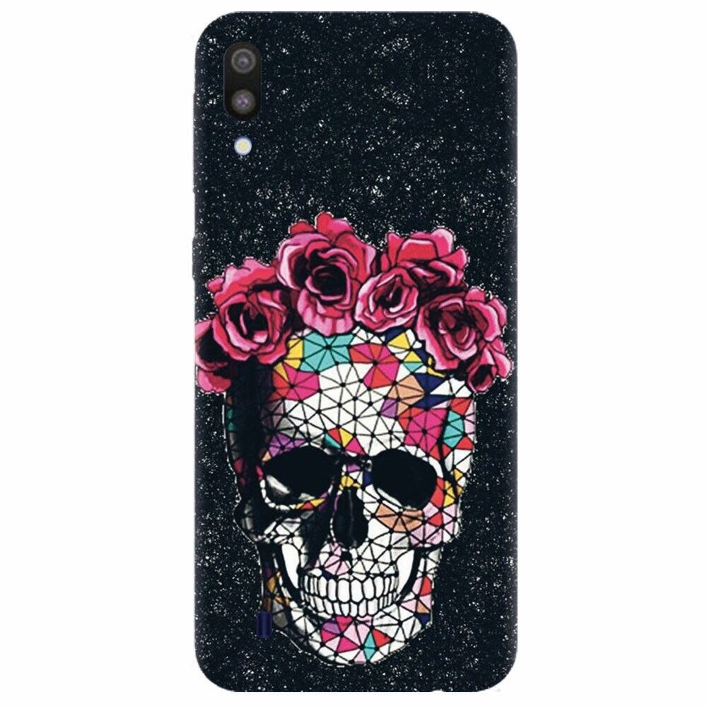Husa silicon pentru Samsung Galaxy M10, Colorful Skull Roses Space