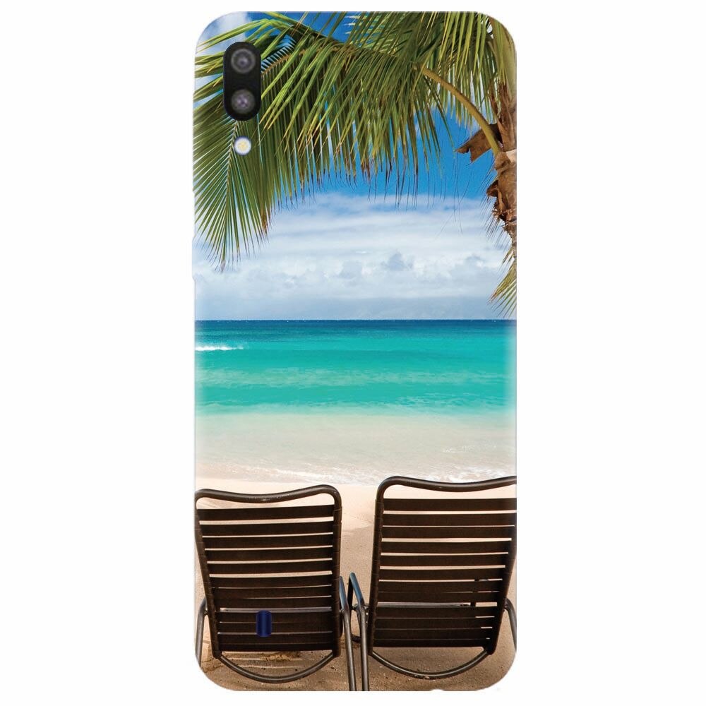 Husa silicon pentru Samsung Galaxy M10, Beach Chairs Palm Tree Seaside
