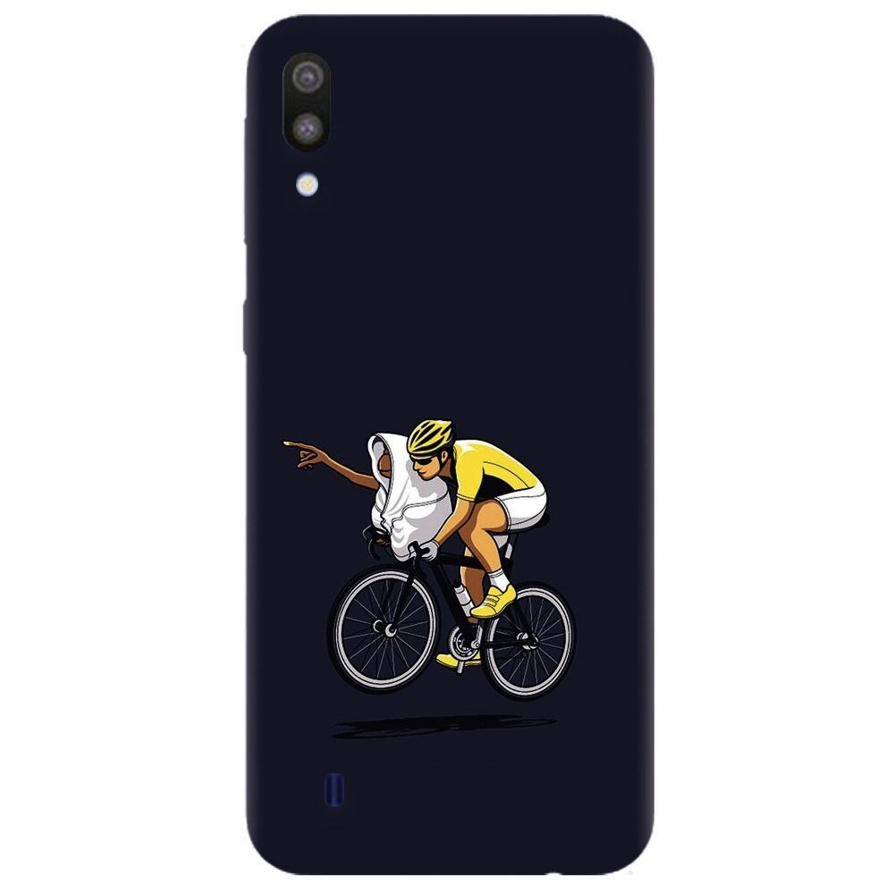 Husa silicon pentru Samsung Galaxy M10, ET Riding Bike Funny Illustration