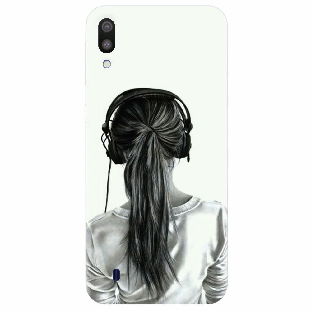 Husa silicon pentru Samsung Galaxy M10, Girl With Headphone