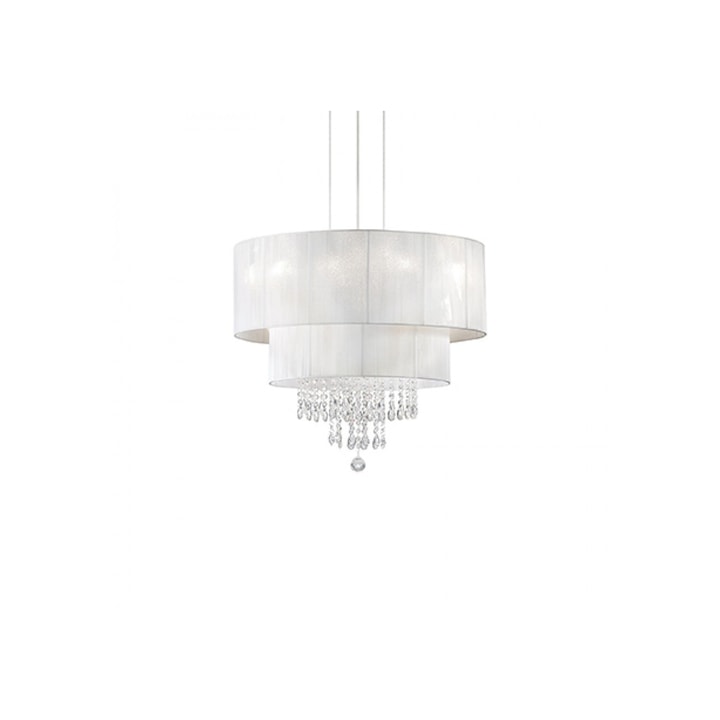 Csillár Opera SP4, IDEAL LUX, fém, PVC, kristály, fehér