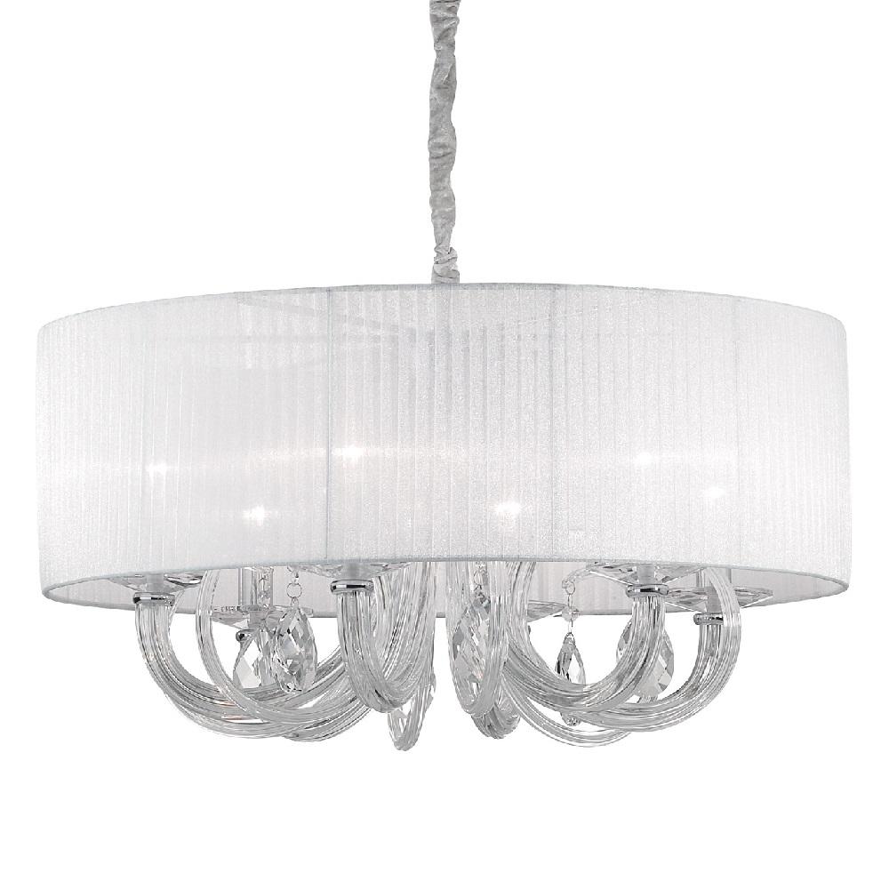 Lustra Swan SP6,IDEAL LUX,metal,organza ,cristal,alb