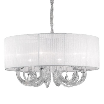 Lustra Swan SP6,IDEAL LUX,metal,organza ,cristal,alb Lustra Swan SP6,IDEAL LUX,metal,organza ,cristal,alb
