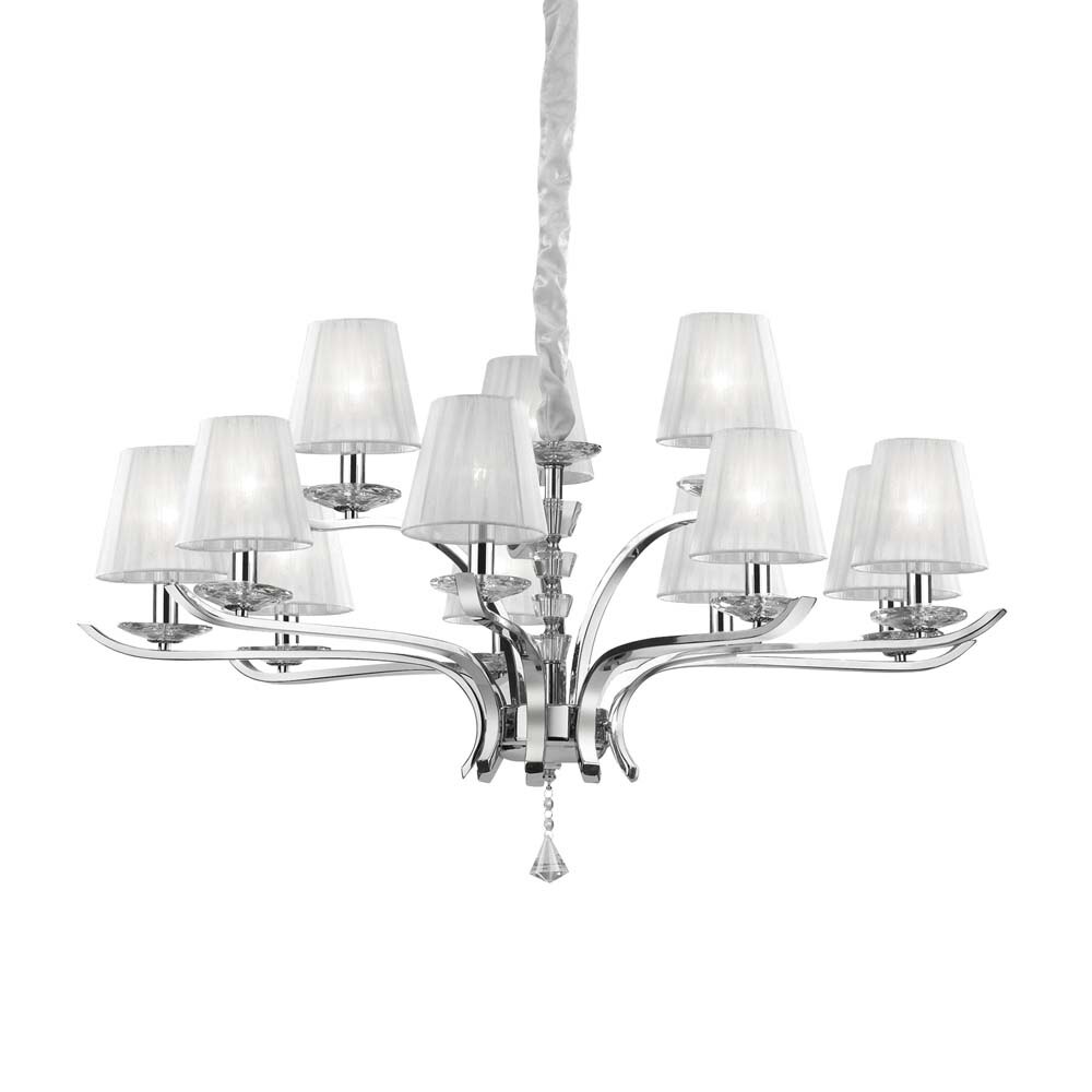 Lustra Pegaso SP12,IDEAL LUX,metal,cristal,organza,alb